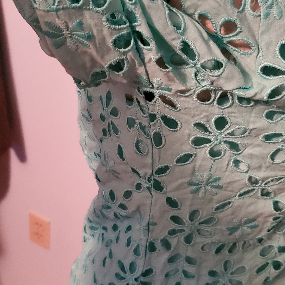 J. Crew Classic Bright Spearmint Green Embroidered Eyelet Button-Down Blouse - Picture 12 of 15
